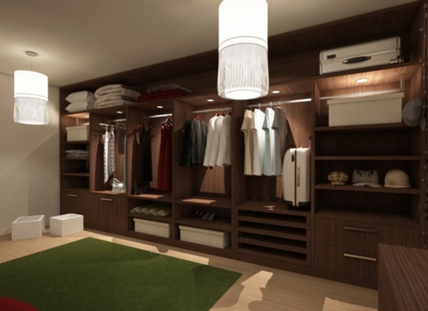 Классическая гардеробная комната из массива с подсветкой Псков